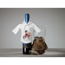 Bk Gift Kişiye Özel Sevgililer Karikatürlü Mini Beyaz İçki Şişesi Tişörtü , Ev Bar Dekoru, Viski, Şarap, Votka, Rakı Şişesi Tişörtü, Ev Barı-18