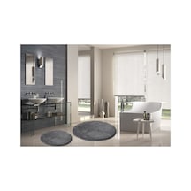 Buççin Online Mağaza Yuvarlak Post Peluş Banyo Paspası Takımı Büyük Boy Jel Taban Klozet Takım Antrasit 100x100 60x60 Pol Çok Renkli