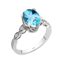 Sirius Pırlanta Ve Oval Mavi Topaz Taşlı Yüzük 0807R0009