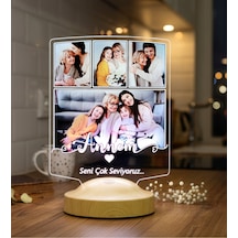 Anneye Hediye 4 Fotoğraflı Led Lamba Kişiye Özel Resimli Anneler Günü Hediyesi, Annem Yazılı Anlamlı Hediye