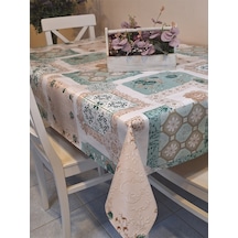 Elyaflı Pvc Muşamba - Desenli Silinebilir Masa Örtüsü Mavi 140 X 240