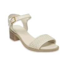 Mammamia D24ys-1110 Kemik Crema Deri Topuklu 4,5cm Sandalet Kemik