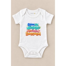 Babylimon Babam İçin Dünyayı Annem İçin Babamı Yakarım Beyaz Kısa Kollu Çıtçıtlı Bebek Zıbını Beyaz - 930083879 Beyaz