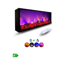 Arif Şömine Dekoratif Elektrikli Yapay Şömine - 80x25x15 Cm - Farklı Renk Modları, Kumanda, Bluetooth Hoparlör