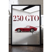 Ferrari 250 Gto Siyah Ahşap Çerçeveli Poster, Dekoratif Araba Duvar Tablosu