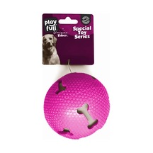 Playfull Işıklı Kemik Desenli Plastik Top Köpek Oyuncağı 7,5 Cm Pembe