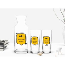 Kişiye Özel Renkli Baskılı En Kötü Günümüz Böyle Olsun Tasarımlı İkili Rakı Bardağı Ve Karaf Hediye Seti-3