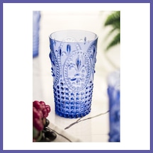 Bezos Akrilik Mavi Tekli Uzun Bardak & Su Meşrubat Bardağı 750 Ml Büyük Boy & Cam Değildir Nıda