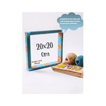 Mavi Çiçekli 20x20 Cm Sihirli Punch Panç Kasnak Kılıf Hediyeli Telli/iğneli Ahşap Nakış Kasnak