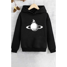 Uyguntarz Çocuk Astronaut Rides Baskılı Sweatshirt Siyah