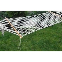 Tek Kişilik Çift Makrome Örgülü Pamuk Hamak Salıncak 95x220 Cm Beyaz