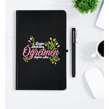 Kişiye Özel Bugün Günlerden Öğretmen Siyah Defter Kalem Se N11.3320