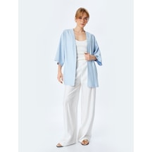 Koton Gizli Cepli Viskon 3/4 Kol Oversize Kimono Mavi 5sak50083pw Mavi