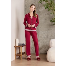 Pierre Cardin Bordoı Penye Kadın Pijama Takımı 2200 Ekru