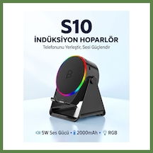 Bezos S10 5w Bluetooth + Temasıyla Ses Yükselten İndüksiyon Hoparlör 2000 Mah Rgb Işıklı Standlı 5in Speaker Hb006