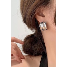 Caş Dekorasyon Gümüş Renkli Çelik Küpe/ Çift Gümüş