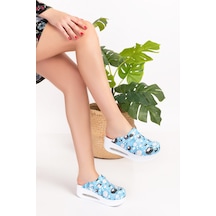 Mavi Koyun Desenli Kapalı Airmax Bayan Sabo Terlik Mavi