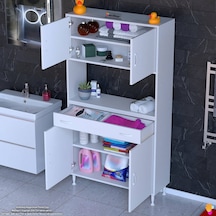 Modilayn Arda Banyo Dolabı 100x173x32,5cm 1 Çekmece 4 Kapak Ve 5 Raflı İhtiyaca Uygun Kolay Kurulum Beyaz