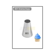 801 Yuvarlak Desen Krema Duyu Büyük Boy Pasta Duyu Paslanmaz Çelik Krema Torbası Ucu 2.4x6.5x4.5 Cm Metalik Gri