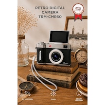Mini Dijital Retro Kamera Cmr50 Siyah 48mp Selfie Video Vlog Kamerası
