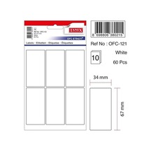 Tanex Ofis Etiketi Poşetli 34x67 MM Beyaz 10 yap 60 etiket