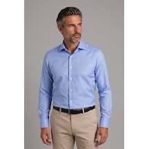 Bisse Mavi Regular Fit Pamuk Cepsiz Klasik Uzun Yaka Gömlek Gmkls252204 D35