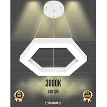 Hexagon Beyaz Kasa, Sarı Işık Modern Sarkıt Led Avize Beyaz