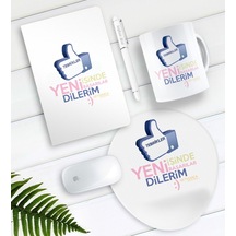 Kişiye Özel Yeni İşinde Başarılar Dilerim Defter Kalem Kupa Mouse Pad Seti-3