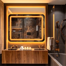 Quadra Amber Led'li Kumlamalı Lavabo & Banyo Aynası Dokunmatik Sensörlü 70 X 45 Turuncu Quadra Amber Led'li Kumlamalı Lavabo & Banyo Aynası Dokunmatik Sensörlü 70 X 45 Turuncu