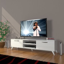 Decoraktiv Eko 140 Mdf Dvd Retro Tv Ünitesi Tv Sehpası - Parlak Beyaz Parlak Beyaz