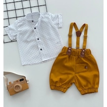 Murat Baby Yalmanlıbebe Neşeli Bebeklerimize Çapa Desen Hakim Yaka Pantolon Askılı Kısa K (548623292) Beyaz - Sarı
