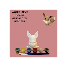3d Evee Pokemon Figür Boyama Seti - Kendin Boya Hobi Ve Etkinlik Seti - Akrilik Boya + 2 Fırça