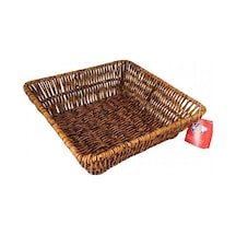 Hasır Kare Sepet Rattan Ekmek Sepeti - Meyve Sepeti 22cm X 7cm Hasır