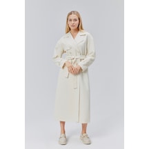 Oversize Rüzgarlık Detaylı Trençkot Taş