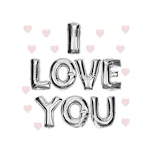 I Love You Folyo Balon Gümüş Renk 35 Cm Standart