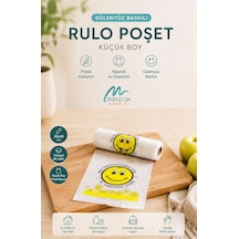 Rulo Poşet Küçük Boy 24x45 Cm Gülenyüz Baskılı Poşet Atlet Poşet Market Manav Poşeti Çöp Poşeti