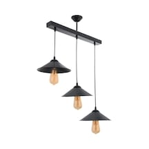 Retro Rustik Vintage Sıralı Masa Üsüt Sarkıt Metal Avize Taban En 60 Cm Siyah