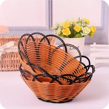 2 Adet El Yapımı Sepet Meyve Aperatifler Tabak Ekmek El Örgüsü Durumda Basit Piknik Saklama Kutusu Ev Diğer