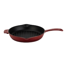 Ayrex Lava Demir Döküm Yuvarlak 28 Cm Izgara Tavası Bordo Diğer