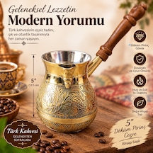 Pirinç Döküm Cezve 5'' Jumbo Boy Ahşap Saplı