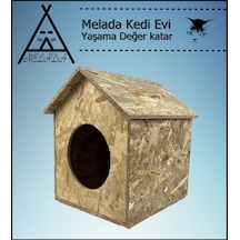 Melada Kedi Evi Dış Ortam Uygun Ahşap Kedi Evi Osb 39x32x30 Cm
