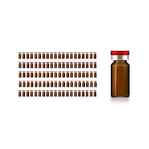 Borox Kapaklı Tıpalı Amber Cam Şişe 10ml - Crimp Vial Nd20 - Dibi Düz - Kırmızı Kapaklı - 100 Adet Toptan