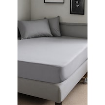 Çift Kişilik Gri Renk Lastikli Çarşaf 160x200 Cm Yataklar İçin Antrasit