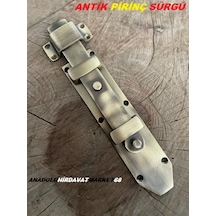 El Yapimi Antik Pirinç Sari Sürgü Ahşap Kapi Sürgüsü 22Cm