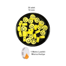 30 Adet 10 Mm Polimer Kil Fimo Boncuk Takı Bileklik + 1 Metre Lastikli Misina Hediye - Gülen Yüz Smile