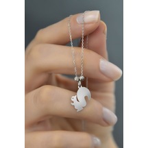 Papatya Silver 925 Ayar Gümüş Rodyum Kaplama Dorika Toplu Sincap Kadın Kolye