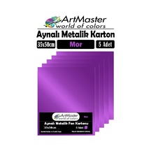 Mor Renkli 35x50 Metalik Aynalı Fon Kartonu 5 Adet 1 Paket Artmaster Metalik Aynalı Fon Kartonu