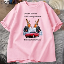 Flood Of Style Sarhoş Sürücüleri Erkek Tişört Komik T Shirt Sarhoş Sürüş Moda Kısa Kollu T-shirt Pamuk Erkek Pembe