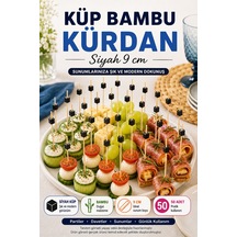 50 Li Siyah Küp Bambu Kürdan 9 Cm Parti Davet Kokteyl Kanepe Sunum Kürdanı Organizasyon Sofra Seti