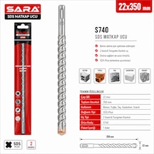 Sara S740 Sds Plus Matkap Ucu 22 X 350 Mm, 2 Kesicili Tungsten Karbür Uçlu